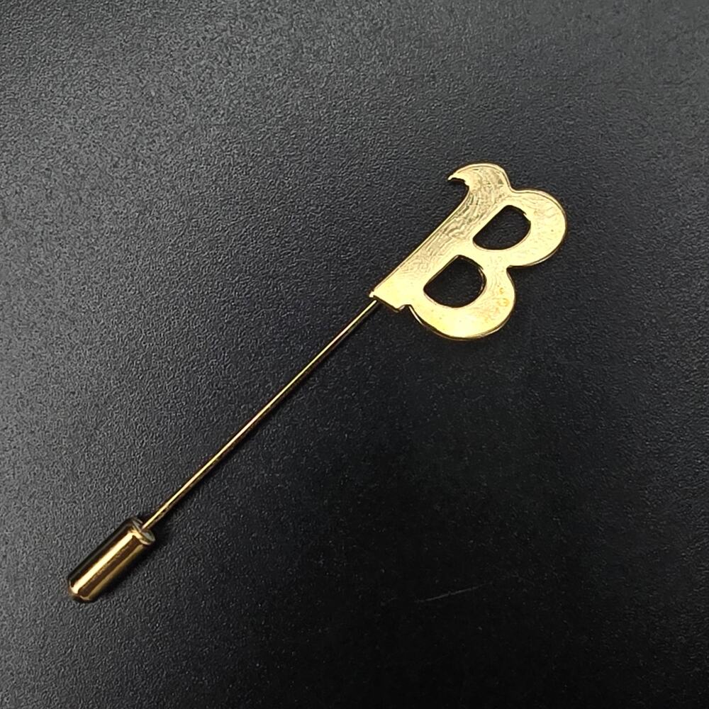 Gold Tone Letter B Stick Pin Hat Pin Initial Monogram Vintage Classic Timeless